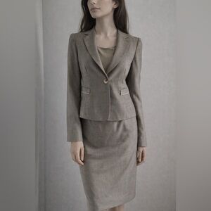 Vintage Armani Collezioni Taupe Blazer and Skirt Wool/Silk w Armani Top
